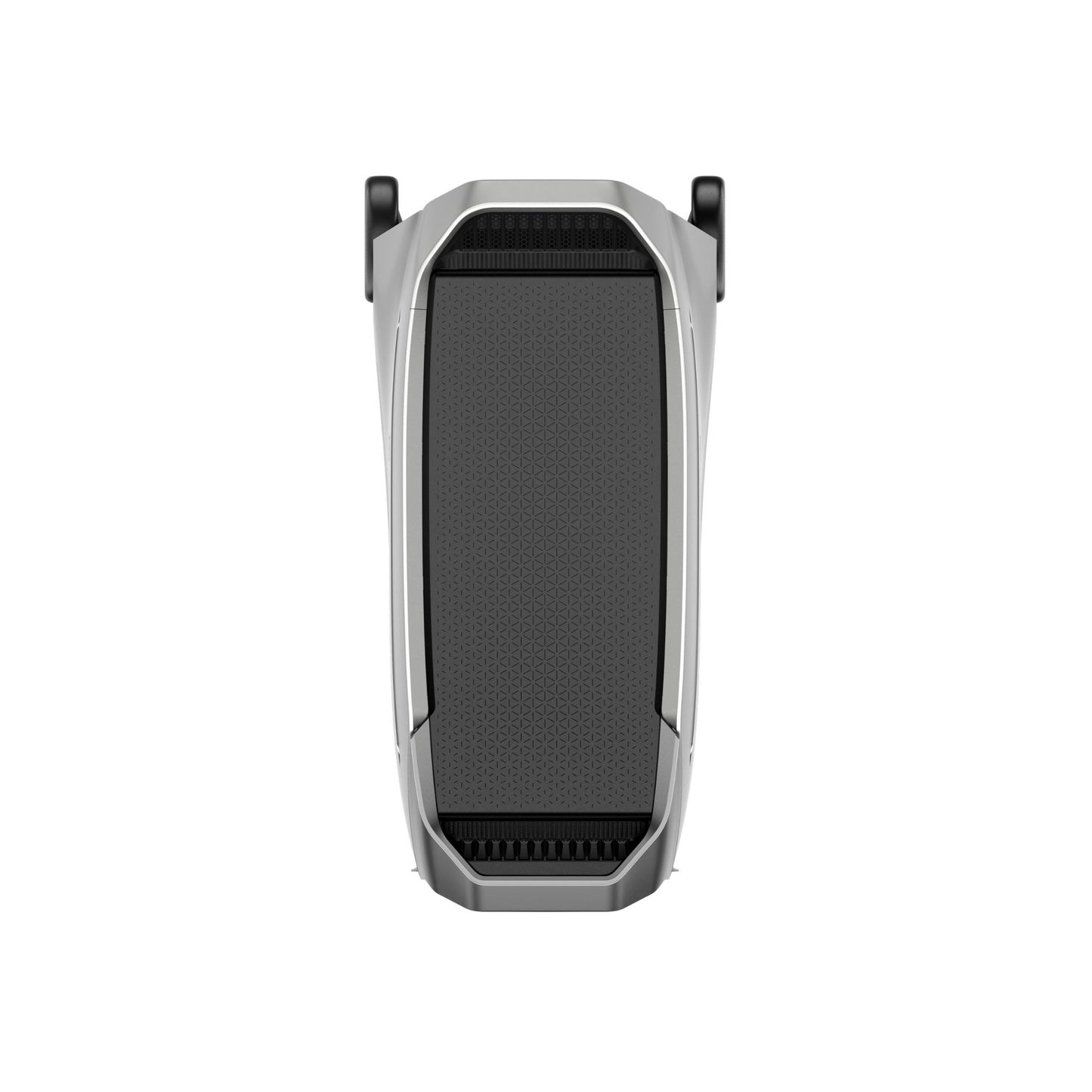 zilvergrijze EcoFlow DELTA Pro 3 draagbare batterij, bovenaanzicht met handgreep en ventilatierooster op witte achtergrond