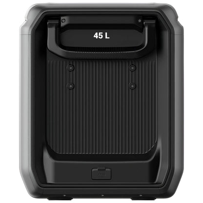 EcoFlow GLACIER Classic draagbare koelbox 45 liter met geïntegreerde handgreep, zijaanzicht op witte achtergrond