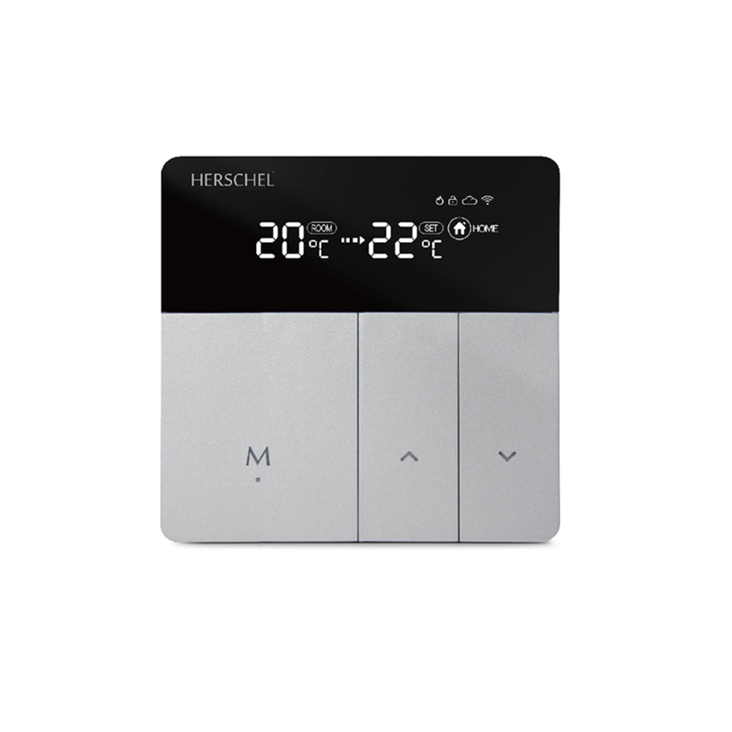 Herschel iQ T-MKS 16A wifi thermostaat met zwart display en zilveren front