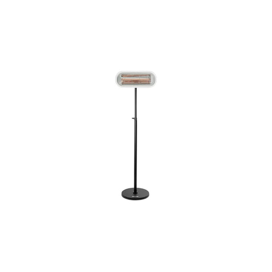 Witte Herschel MIAMI 2000 W infrarood terrasverwarmer op zwarte verstelbare standaard